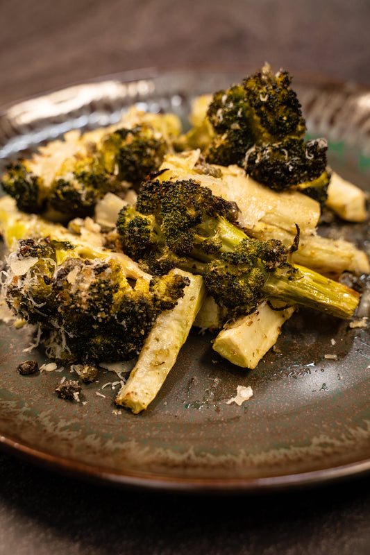 Brocoli rôti aux câpres, parmesan et citron