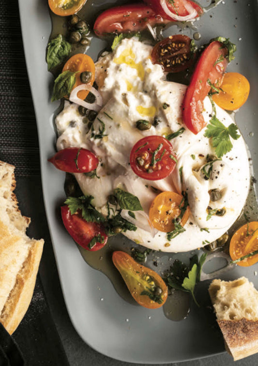 Burrata coulante aux tomates cerises