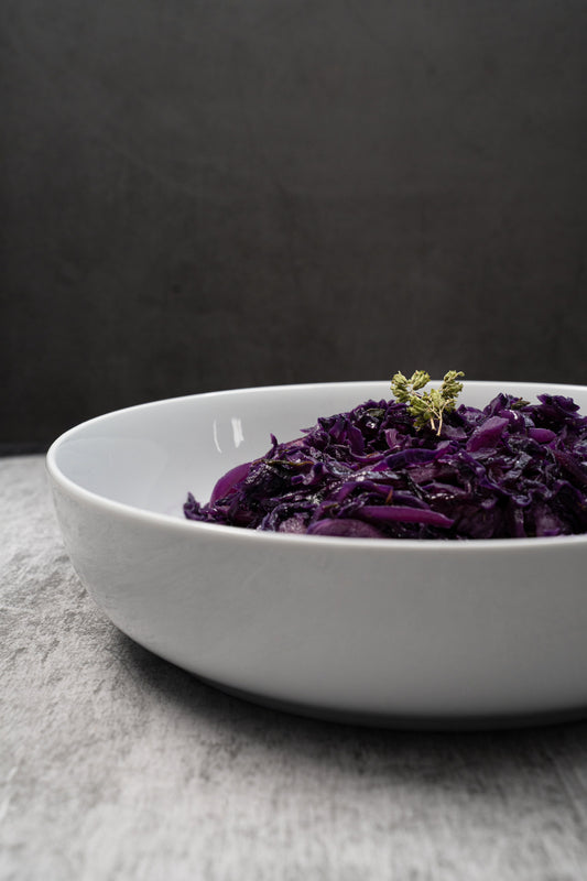 Choux rouge braisé aux lardons et vin blanc