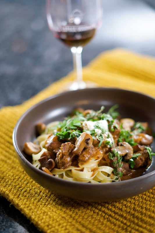 Estouffade de boeuf à la façon strogonoff