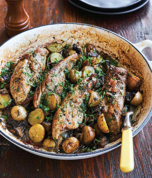 Filet de porc rôti au bacon, à la forestière