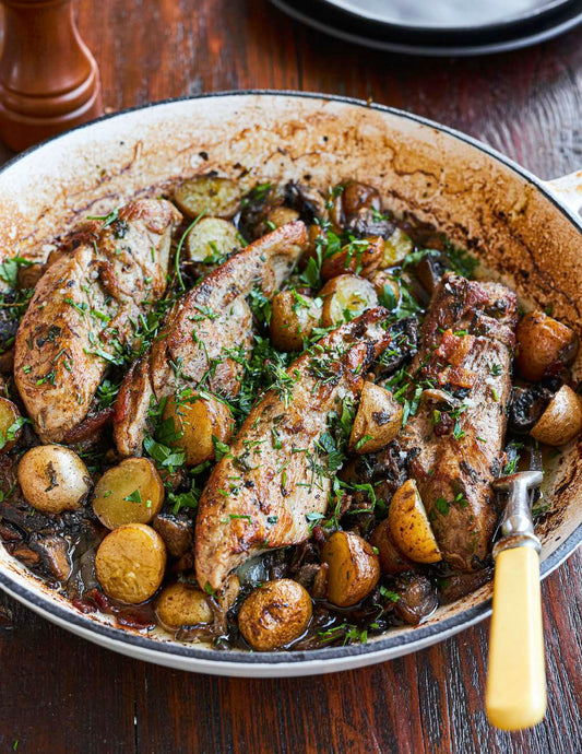 Filets de porc rôtis au bacon, à la forestière