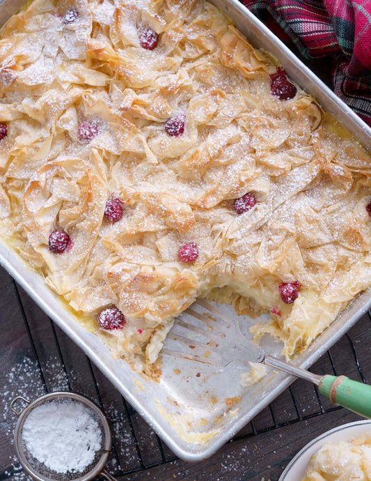 Milles feuilles de phyllo costarde et canneberges