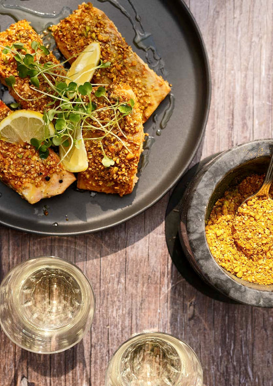 Pavé de saumon à la dukkah de pistaches