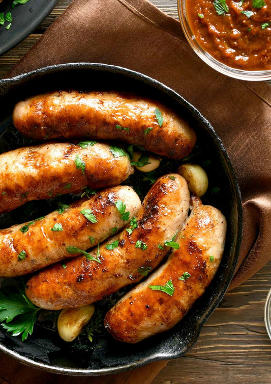 Poêlée de saucisses italiennes, fricassé de tomates, burrata fondante et coulante