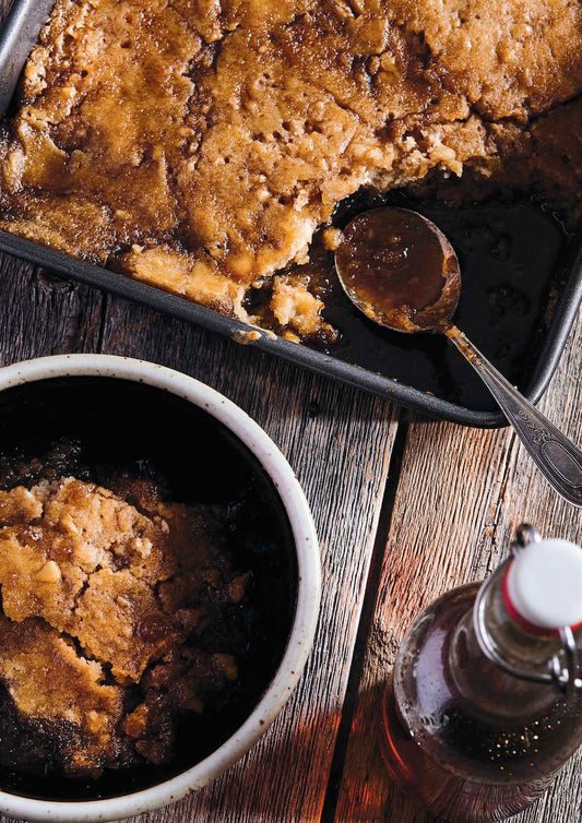 Pouding chômeur au whisky, à l’érable et aux pacanes