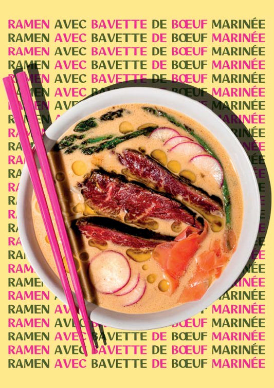 Ramen avec bavette de bœuf marinée