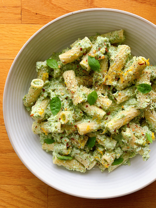 Rigatoni au brocoli, ricotta et citron