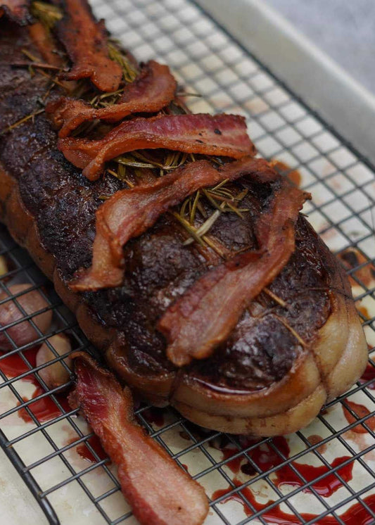 Rôti d’intérieur de ronde au bacon et porto