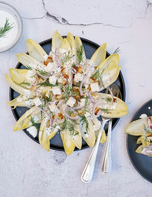 Salade d’endives, à la féta, aneth et érable