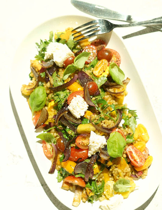 Salade tiède d’épeautre aux légumes grillés