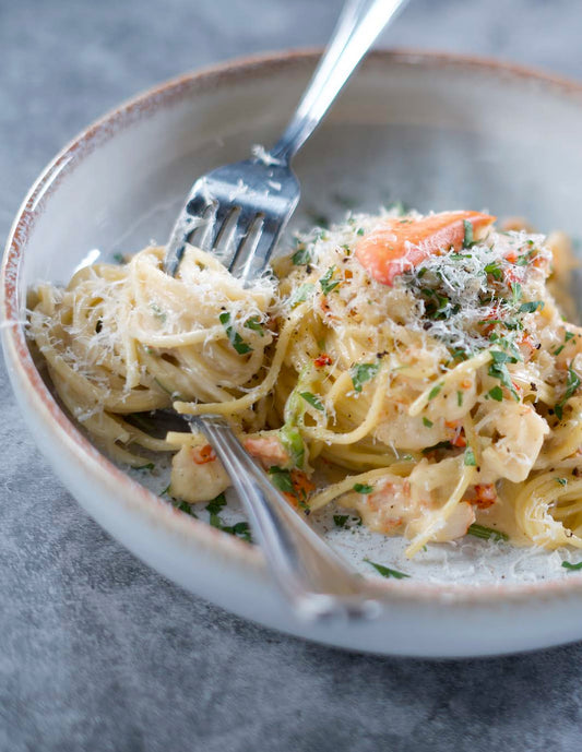 Spaghetti aux homards, sauce crème au Brandy