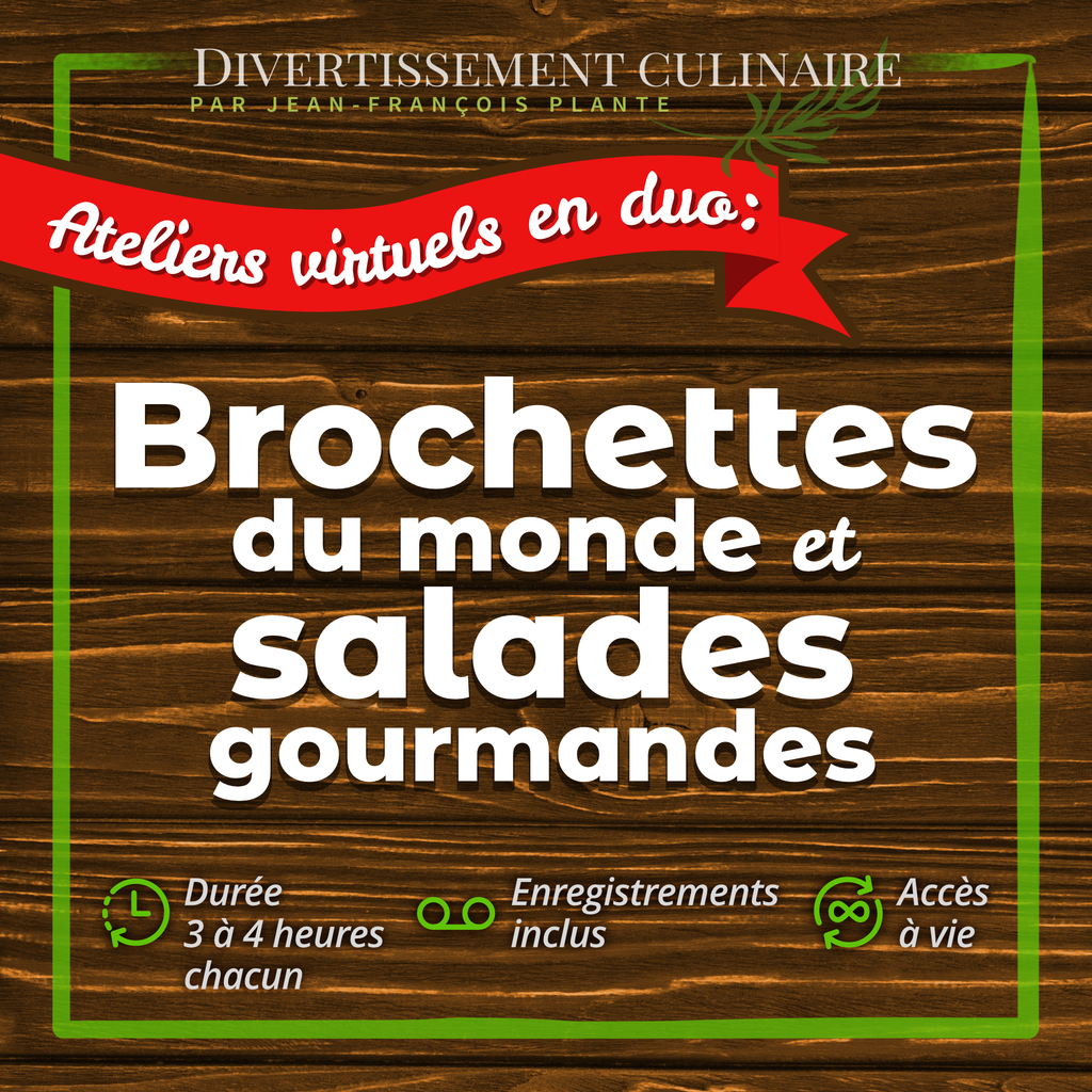 Ateliers virtuels en duo : Brochettes du monde & salades gourmandes