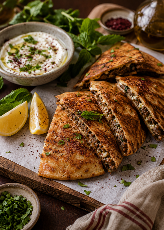 Arayès dorés au bœuf et aux épices du Levant