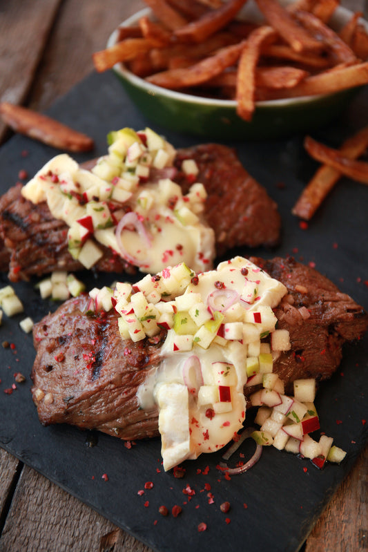 Bavette de bœuf au cidre de pomme et au brie fondant