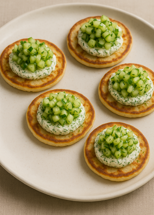 Blinis à la mousse au fromage et au concombre