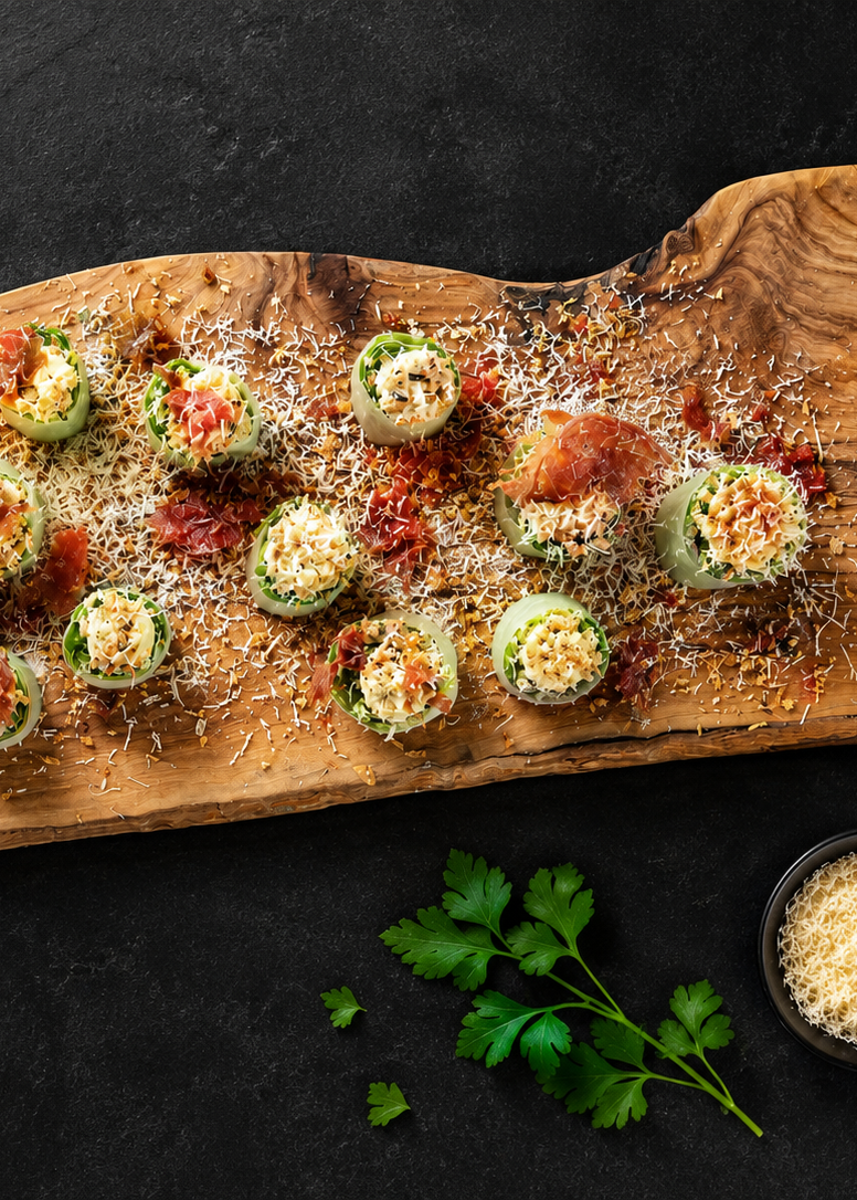 Bouchées de rouleaux du printemps façon salade César