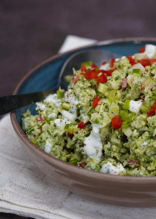 Broccoli comme un couscous, crémeuse aux fines herbes