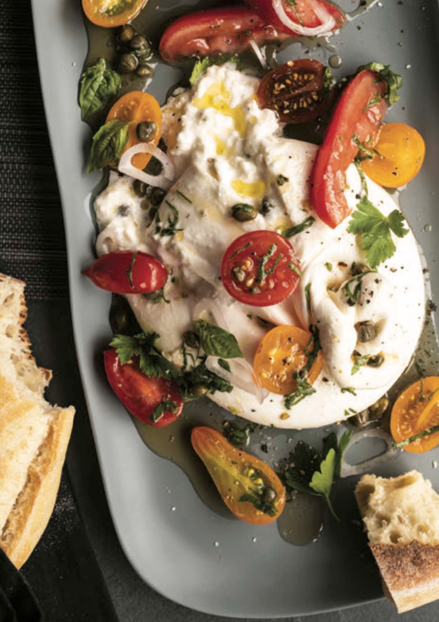 Burrata coulante aux tomates cerises