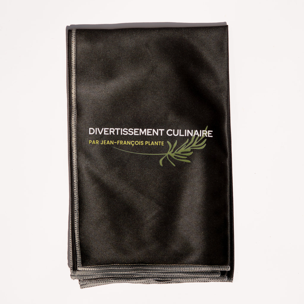 ENSEMBLE : Tablier de chef officiel et Duo de chiffons à polir en microfibres - Divertissement culinaire