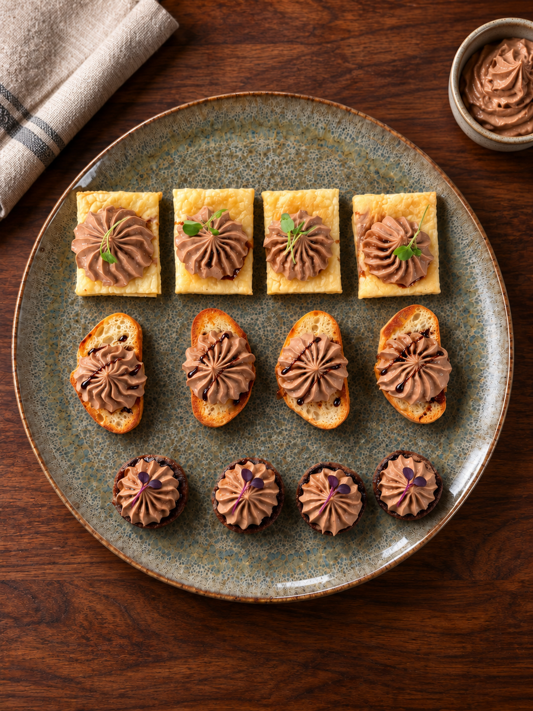 Mousse de foie de volaille et ses supports