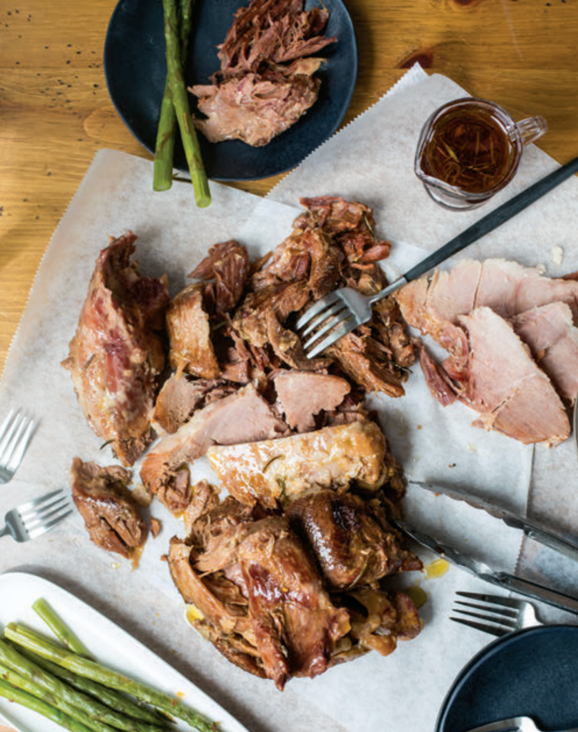 Jambon braisé longuement à l’érable et au cidre