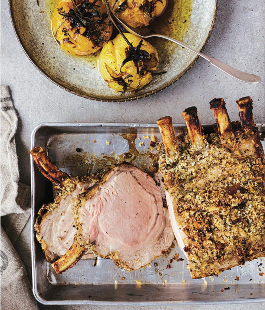 Carré de porc rôti en croûte d’épices et de fines herbes, parfum d’érable
