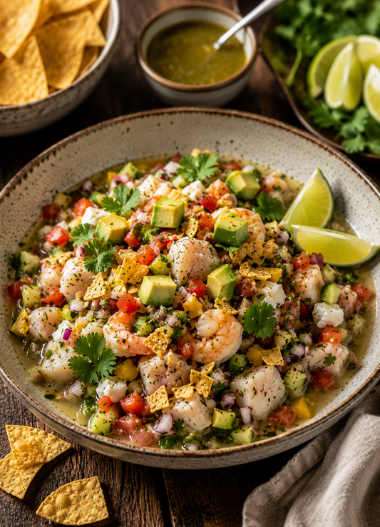 Ceviche de la mer, légumes croquants, coriandre