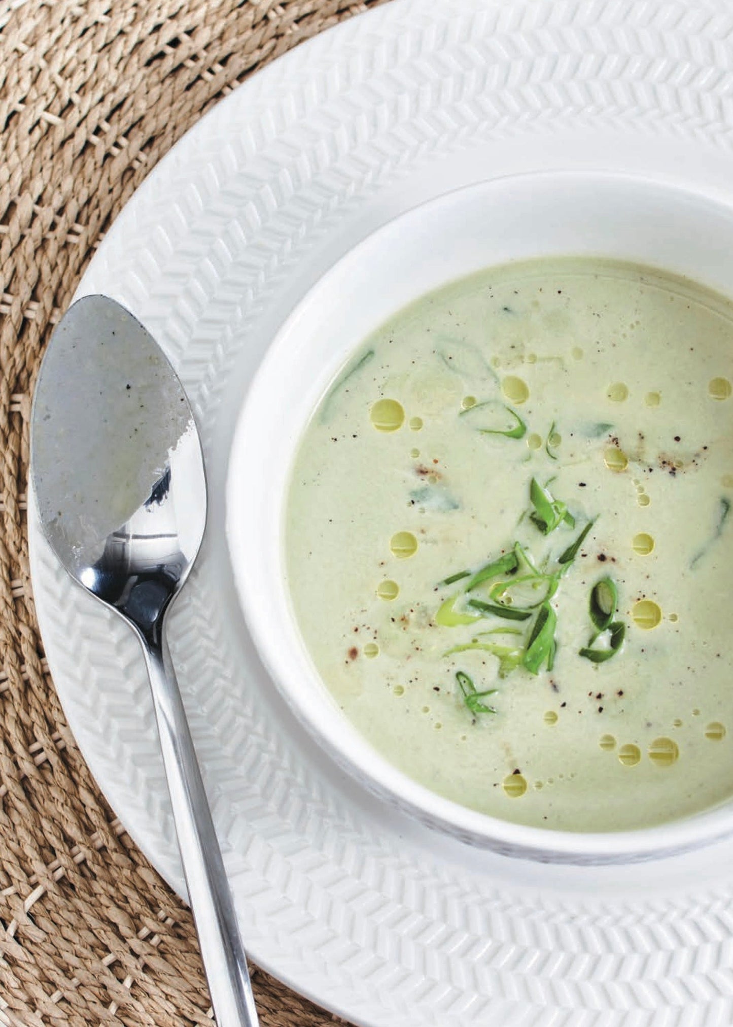 Crémeuse de laitue et oignons verts