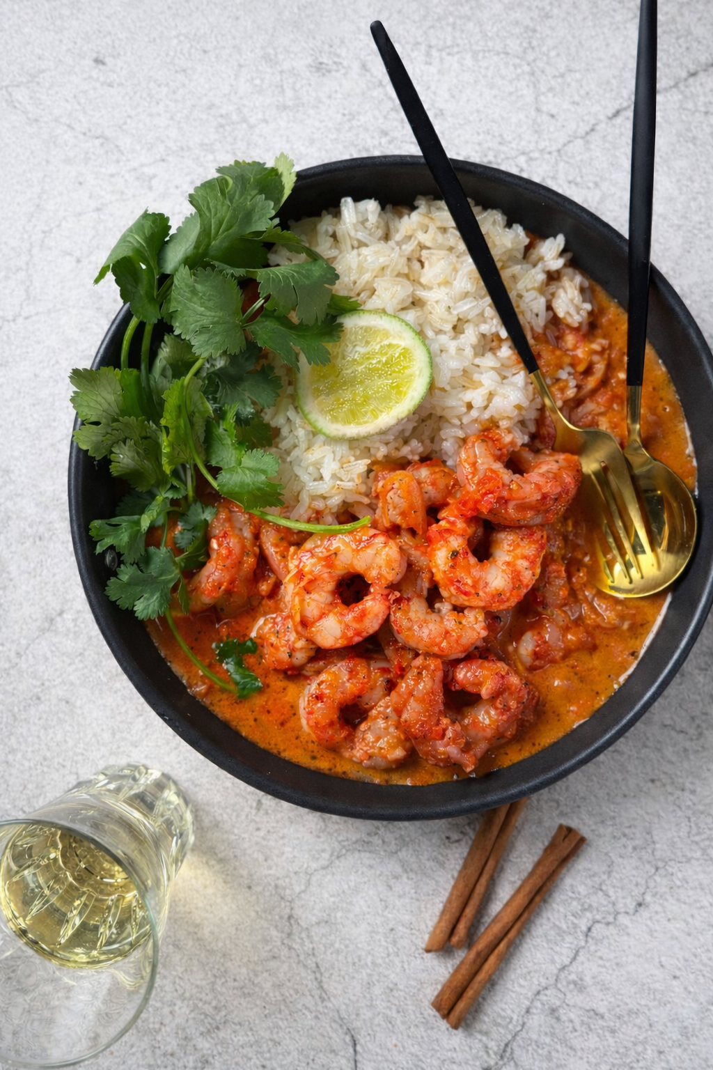 Crevettes à la tomate, coco & lime