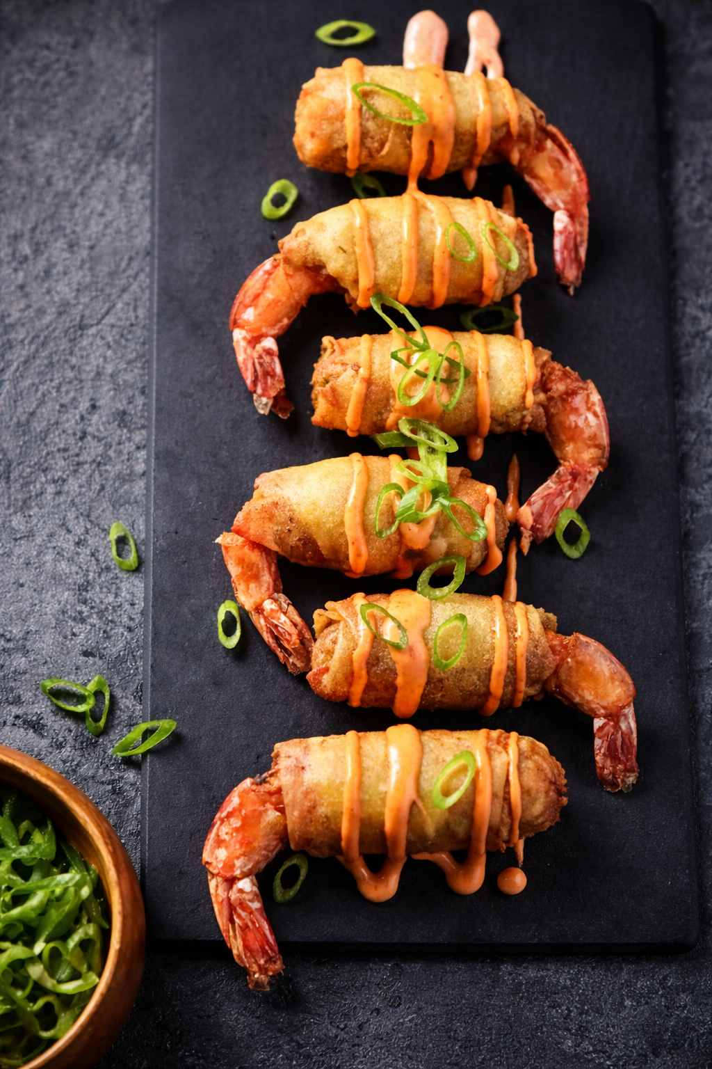 Rouleaux de grosses crevettes farcies