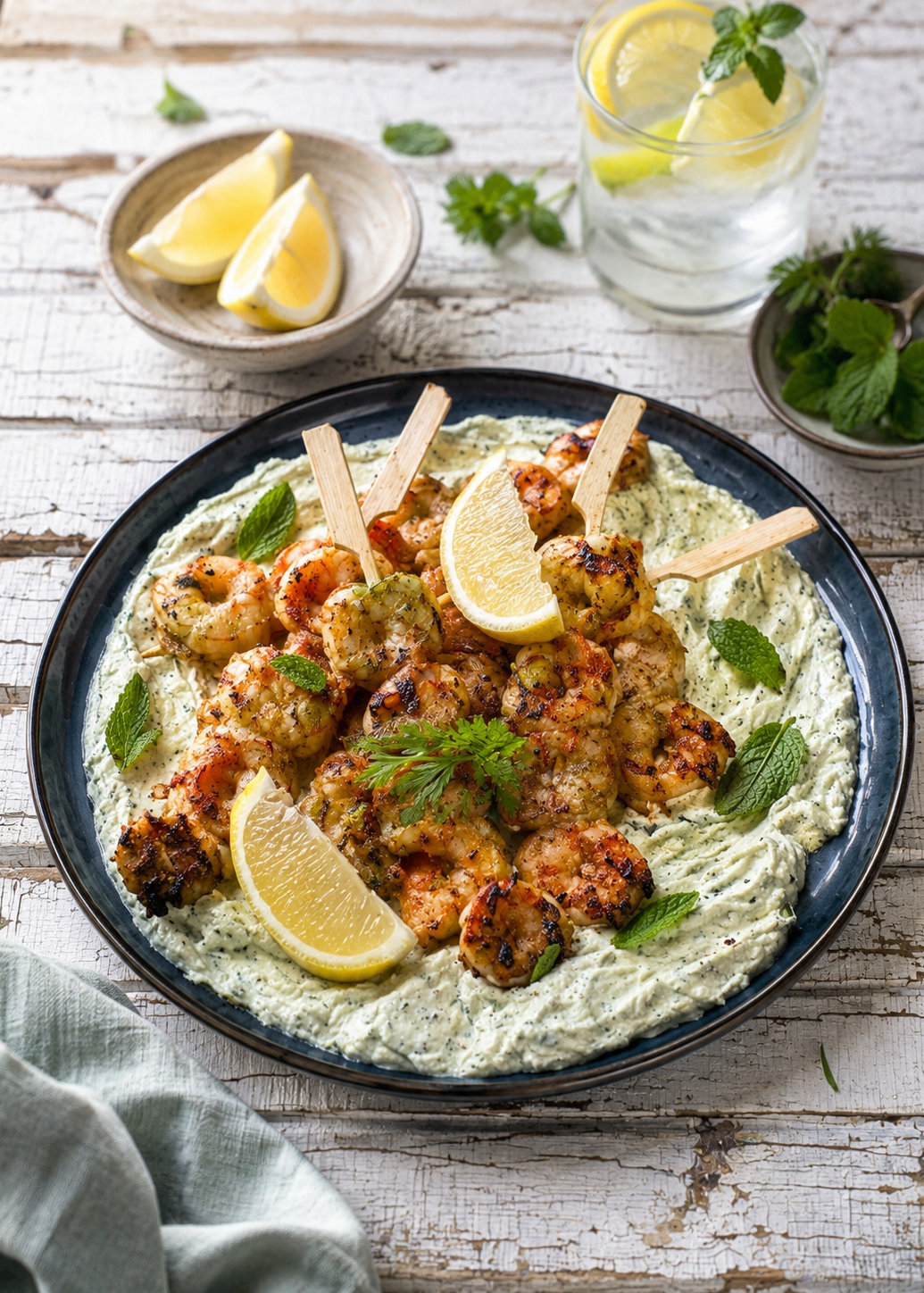 Crevettes grillées à la coriandre, cumin et lime