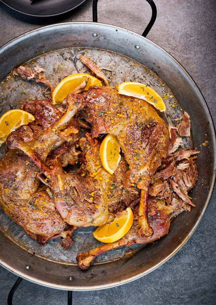 Cuisses de dindons confites aux herbes fines et aux zestes