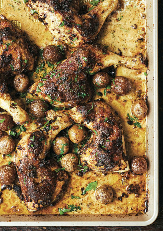 Cuisses de poulet à la fricassée de champignons