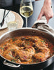 Cuisses de poulets braisées, sauce rosée