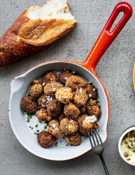 Escargots popcorn en croûte de parmesan, sauce tartare maison