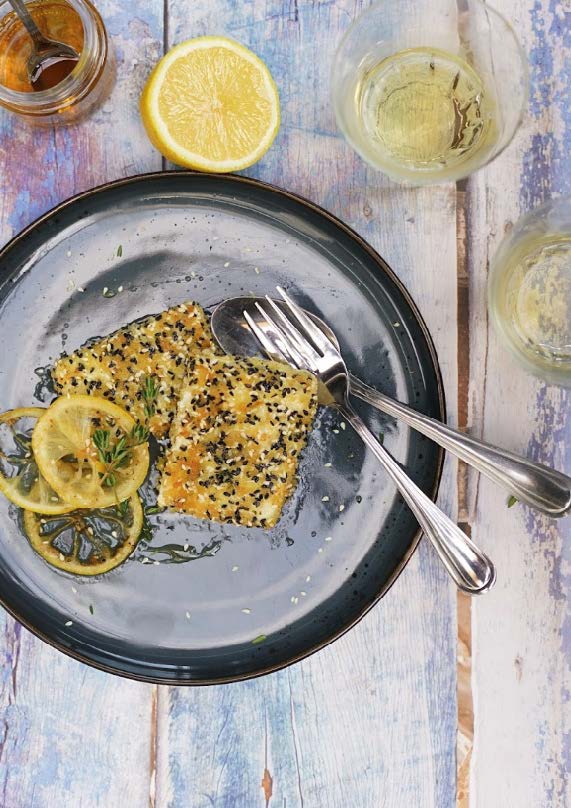 Féta croustillant en croûte de graines de sésames (Saganaki)