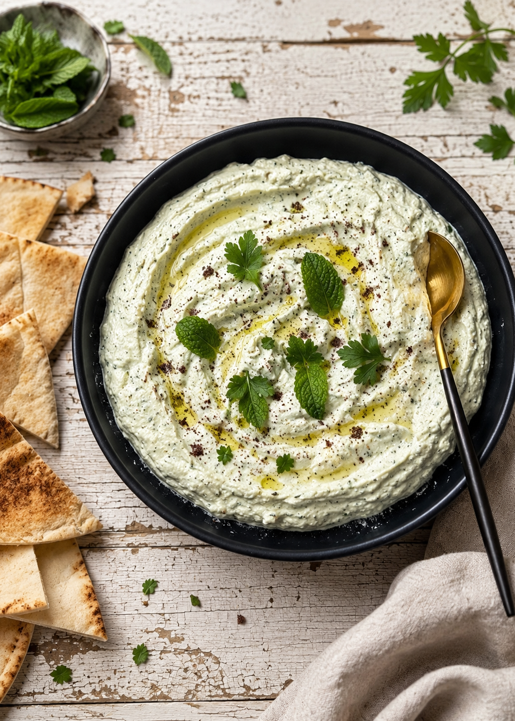 Feta fouettée ultra onctueuse, menthe, citron et sumac