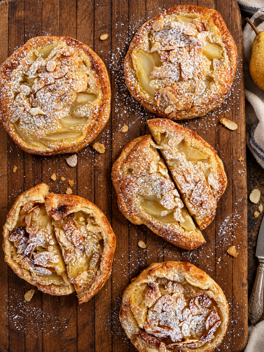 Tartelettes à la poire façon croissants aux amandes