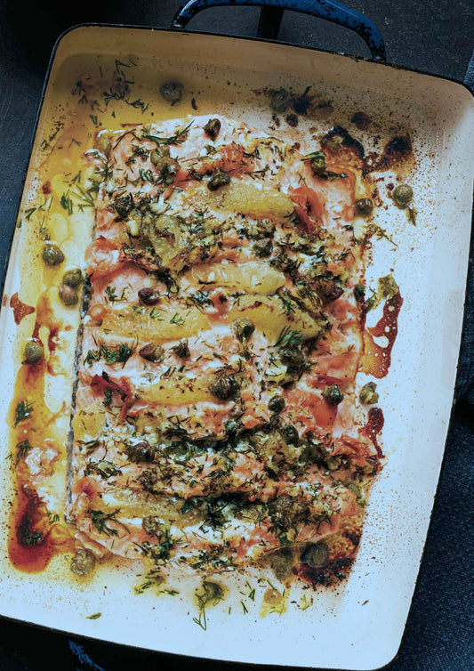 Filet de saumon farci au saumon fumé et aux suprêmes de citron
