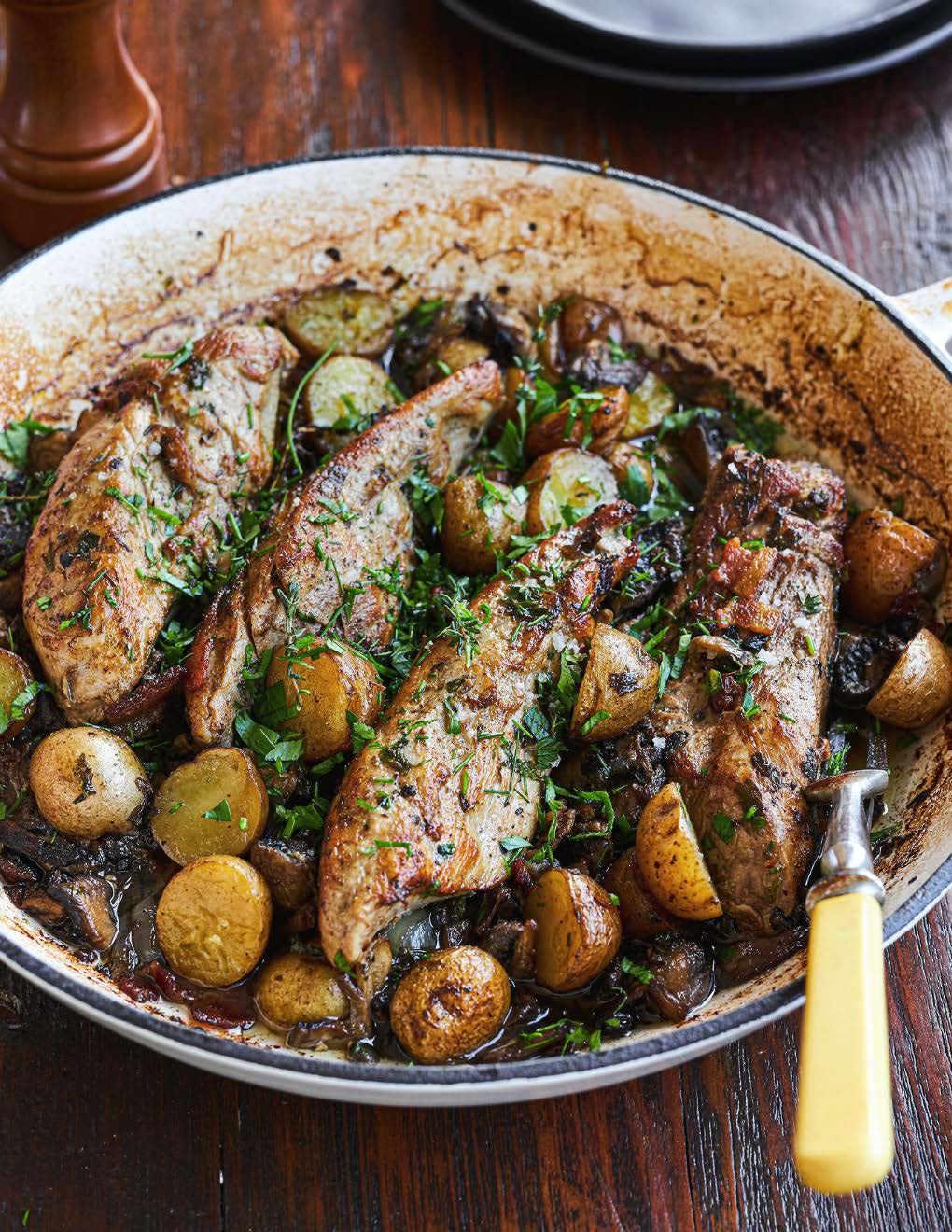 Filets de porc rôtis au bacon, à la forestière