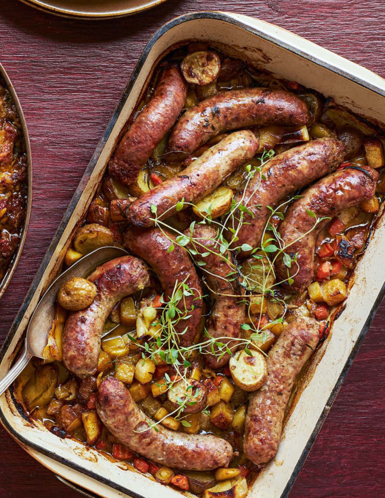Fricassée de saucisses de Toulouse aux légumes d’automne rôtis