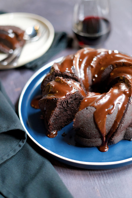Gâteau au chocolat et vin rouge