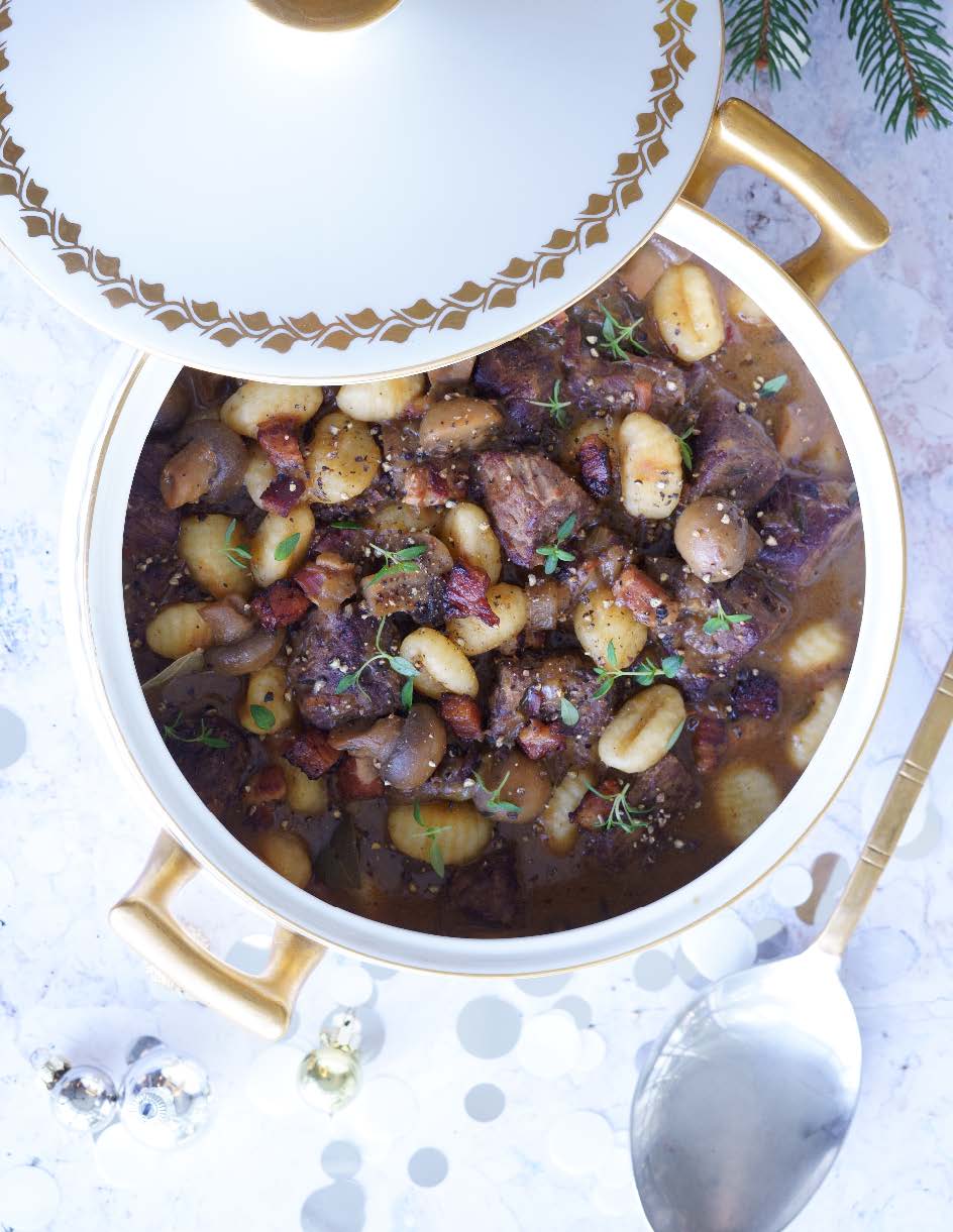 Gnocchi de bœuf Bourguignon au vin blanc