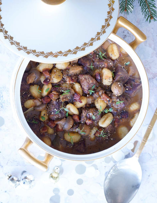 Gnocchi de bœuf Bourguignon au vin blanc