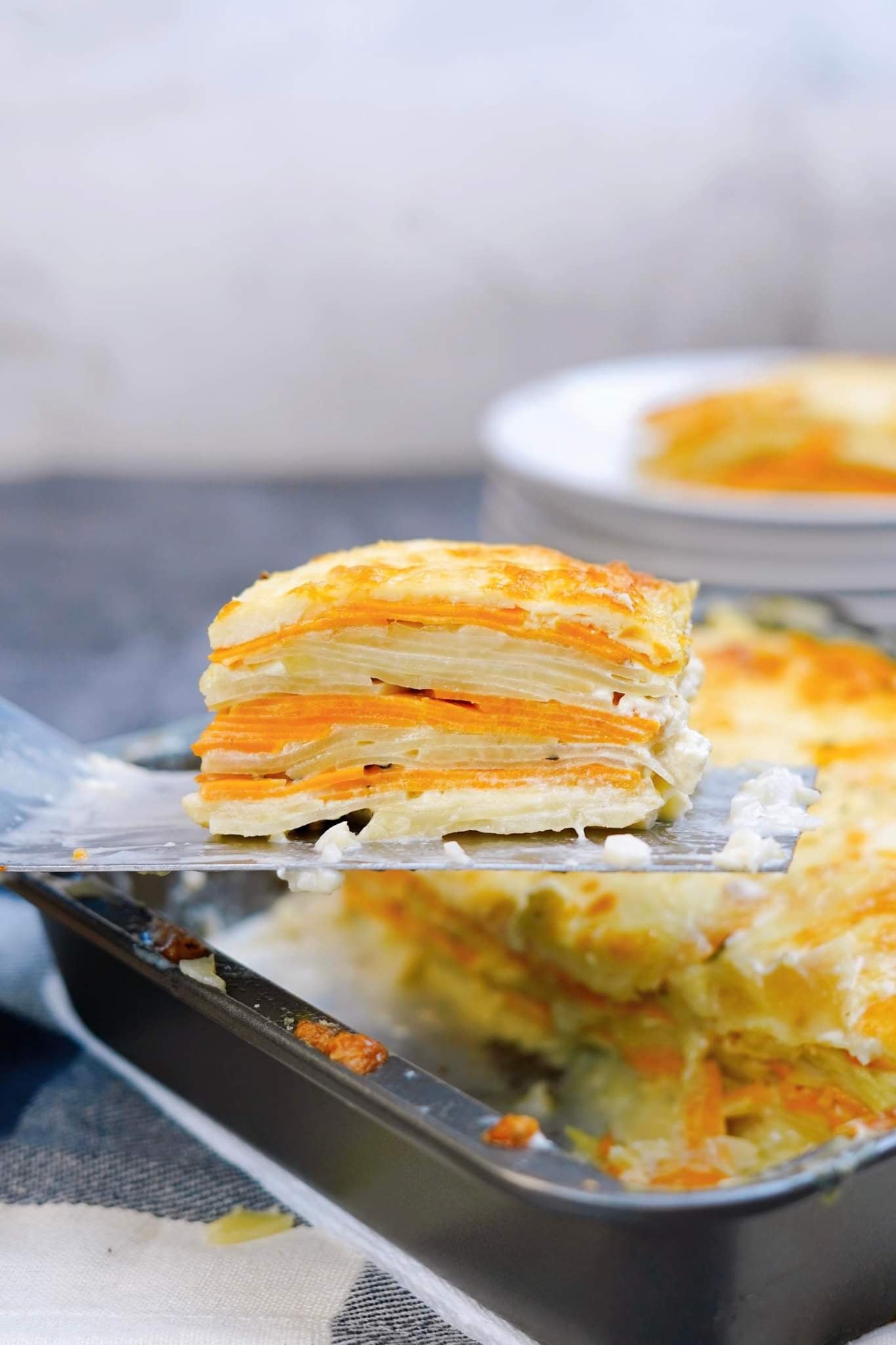 Gratin dauphinois à la patate douce et au fromage québécois