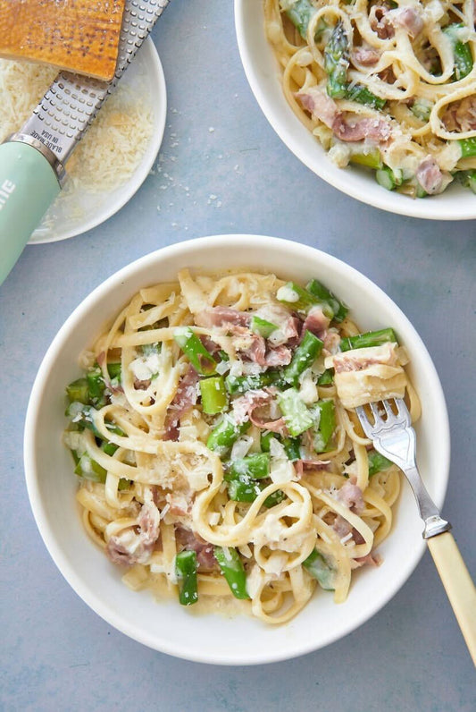 Linguine crémeux proscuitto et asperges