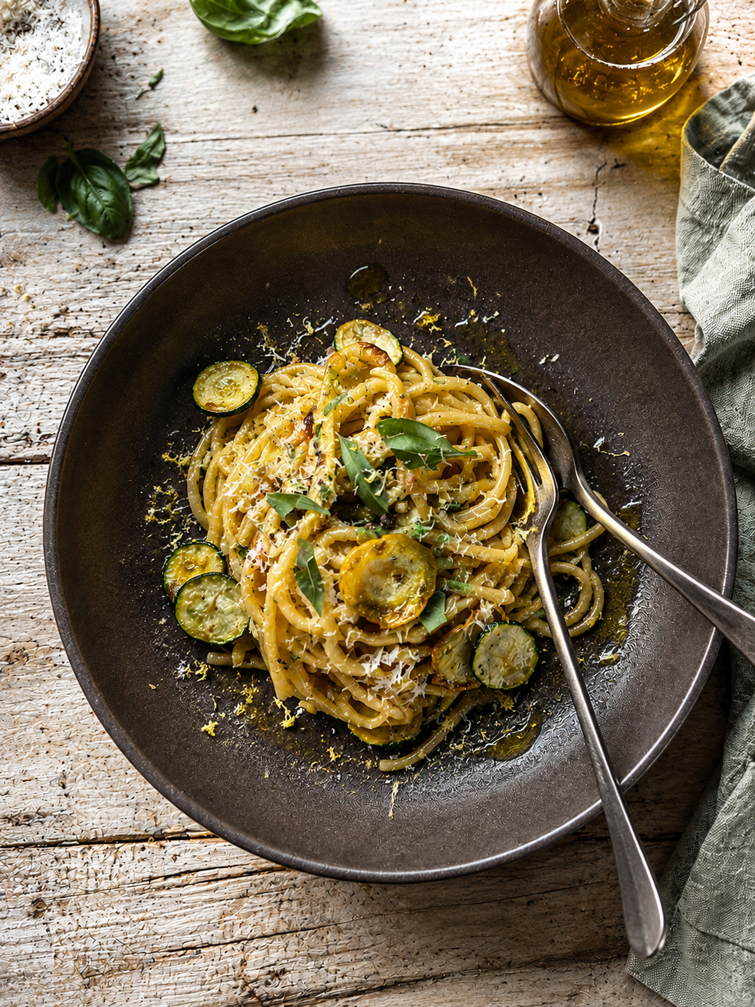 Linguines façon Nerano, façon Caro