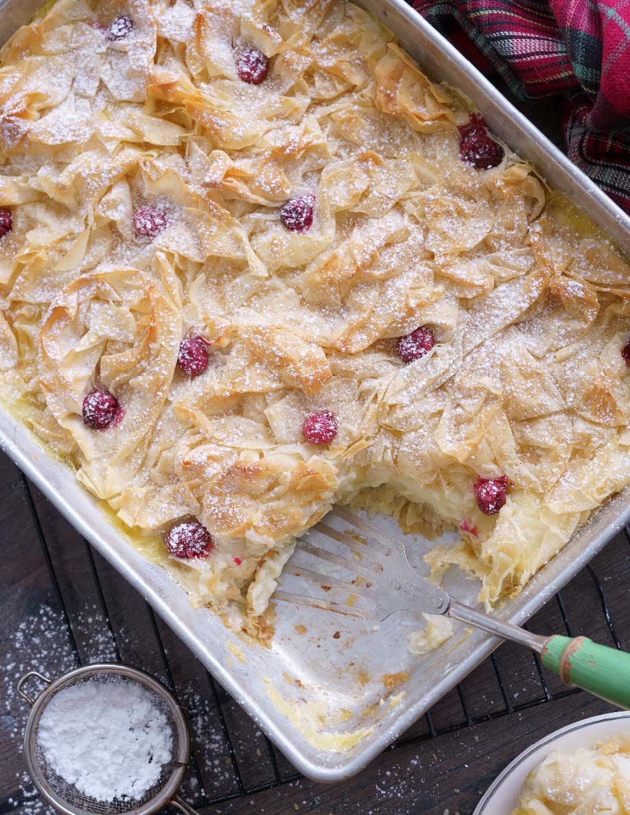 Milles feuilles de phyllo costarde et canneberges