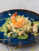 Orzo aux crevettes, au beurre à l’ail, aux zestes, tombée d’épinards